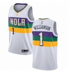 Womens Nike New Orleans Pelicans 1 Zion Williamson White NBA Swingman City Edition 2018 19 Jersey 