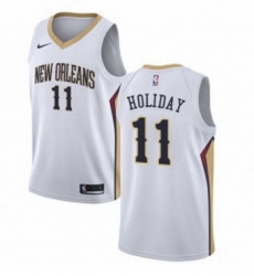 Womens Nike New Orleans Pelicans 11 Jrue Holiday Swingman White Home NBA Jersey Association Edition