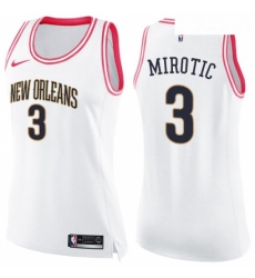 Womens Nike New Orleans Pelicans 3 Nikola Mirotic Swingman WhitePink Fashion NBA Jersey 