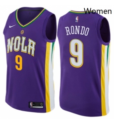Womens Nike New Orleans Pelicans 9 Rajon Rondo Swingman Purple NBA Jersey City Edition 