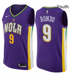 Youth Nike New Orleans Pelicans 9 Rajon Rondo Swingman Purple NBA Jersey City Edition 
