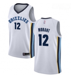 Grizzlies #12 Ja Morant White Basketball Swingman Association Edition Jersey