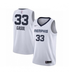 Grizzlies 33 Marc Gasol White Basketball Swingman Association Edition Jersey
