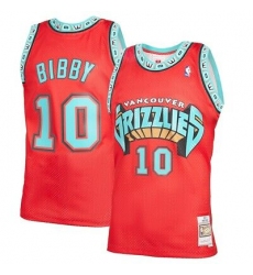 Men Adidas Memphis Grizzlies 10 Mike Bibby Authentic Red Throwback NBA Jersey