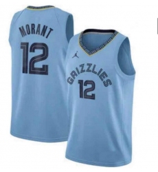 Men Jordan Brand Memphis Grizzlies 12 Ja Morant Light Blue Basketball Swingman Statement Edition Jersey