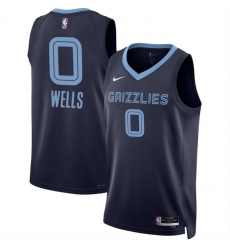 Men Memphis Grizzlies 0 Jaylen Wells Navy 2024 Draft Icon Edition Stitched Jersey