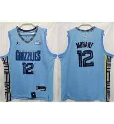 Men Memphis Grizzlies 12 Ja Morant Blue Stitched Jersey