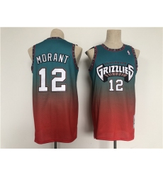 Men Memphis Grizzlies 12 Ja Morant Teal Red Throwback Stitched Jersey