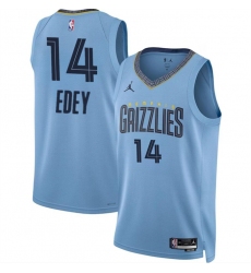 Men Memphis Grizzlies 14 Zach Edey Blue 2024 Draft Statement Edition Stitched Jersey