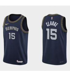Men Memphis Grizzlies 15 Brandon Clarke 2021 22 City Edition Navy 75th Anniversary Stitched Jersey