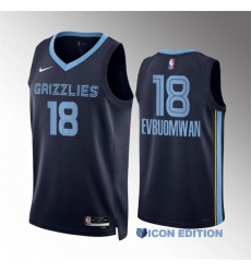 Men Memphis Grizzlies 18 Tosan Evbuomwan Navy Icon Edition Stitched Jersey