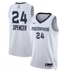 Men Memphis Grizzlies 24 Cam Spencer White 2024 Draft Association Edition Stitched Jersey