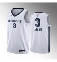 Men Memphis Grizzlies 3 Jake LaRavia White Swingman Stitched Basketball Jersey