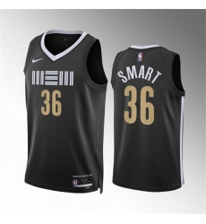 Men Memphis Grizzlies 36 Marcus Smart Black 2023 24 City Edition Stitched Basketball Jersey