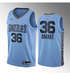 Men Memphis Grizzlies 36 Marcus Smart Blue Statement Edition Stitched Basketball Jersey