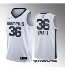 Men Memphis Grizzlies 36 Marcus Smart White Association Edition Stitched Basketball Jersey