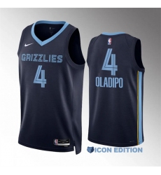 Men Memphis Grizzlies 4 Victor Oladipo Navy Icon Edition Stitched Jersey