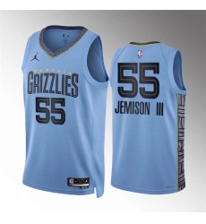 Men Memphis Grizzlies 55 Trey Jemison Iii Blue Statement Edition Stitched Jersey