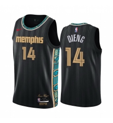 Men Nike Memphis Grizzlies 14 Gorgui Dieng Black NBA Swingman 2020 21 City Edition Jersey
