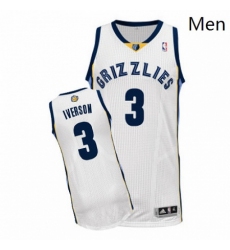 Mens Adidas Memphis Grizzlies 3 Allen Iverson Authentic White Home NBA Jersey 
