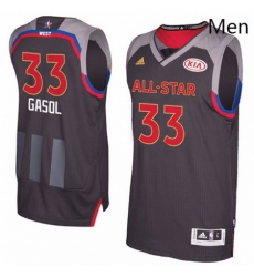 Mens Adidas Memphis Grizzlies 33 Marc Gasol Authentic Charcoal 2017 All Star NBA Jersey