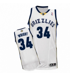 Mens Adidas Memphis Grizzlies 34 Brandan Wright Authentic White Home NBA Jersey 