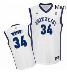 Mens Adidas Memphis Grizzlies 34 Brandan Wright Swingman White Home NBA Jersey 