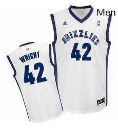 Mens Adidas Memphis Grizzlies 42 Lorenzen Wright Swingman White Home NBA Jersey