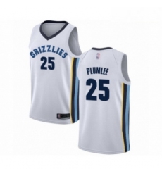 Mens Memphis Grizzlies 25 Miles Plumlee Authentic White Basketball Jersey Association Edition 