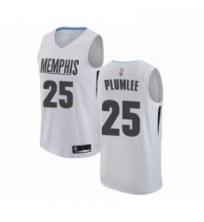Mens Memphis Grizzlies 25 Miles Plumlee Authentic White Basketball Jersey City Edition 