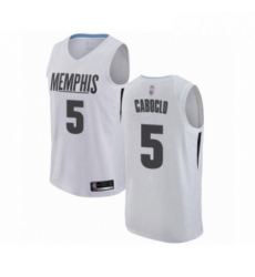 Mens Memphis Grizzlies 5 Bruno Caboclo Authentic White Basketball Jersey City Edition 