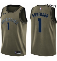 Mens Nike Memphis Grizzlies 1 Kyle Anderson Swingman Green Salute to Service NBA Jersey 