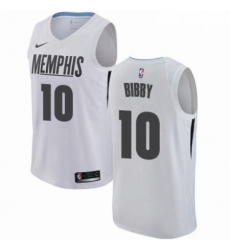 Mens Nike Memphis Grizzlies 10 Mike Bibby Authentic White NBA Jersey City Edition 