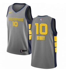 Mens Nike Memphis Grizzlies 10 Mike Bibby Swingman Gray NBA Jersey City Edition 