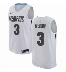 Mens Nike Memphis Grizzlies 3 Allen Iverson Authentic White NBA Jersey City Edition 