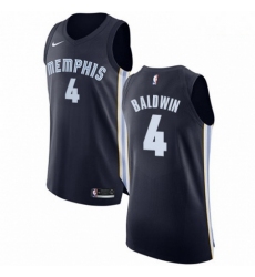 Mens Nike Memphis Grizzlies 4 Wade Baldwin Authentic Navy Blue Road NBA Jersey Icon Edition 