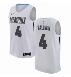 Mens Nike Memphis Grizzlies 4 Wade Baldwin Swingman White NBA Jersey City Edition 