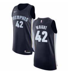 Mens Nike Memphis Grizzlies 42 Lorenzen Wright Authentic Navy Blue Road NBA Jersey Icon Edition