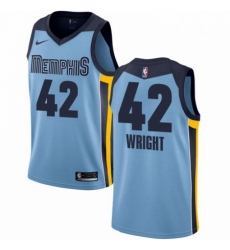 Mens Nike Memphis Grizzlies 42 Lorenzen Wright Swingman Light Blue NBA Jersey Statement Edition