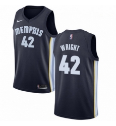 Mens Nike Memphis Grizzlies 42 Lorenzen Wright Swingman Navy Blue Road NBA Jersey Icon Edition