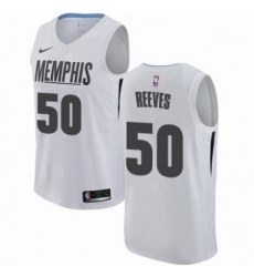 Mens Nike Memphis Grizzlies 50 Bryant Reeves Authentic White NBA Jersey City Edition