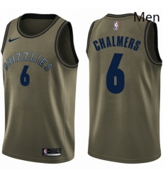 Mens Nike Memphis Grizzlies 6 Mario Chalmers Swingman Green Salute to Service NBA Jersey 