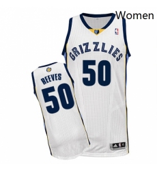 Womens Adidas Memphis Grizzlies 50 Bryant Reeves Authentic White Home NBA Jersey