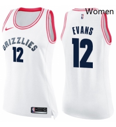 Womens Nike Memphis Grizzlies 12 Tyreke Evans Swingman WhitePink Fashion NBA Jersey 