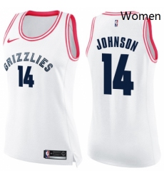 Womens Nike Memphis Grizzlies 14 Brice Johnson Swingman WhitePink Fashion NBA Jersey 