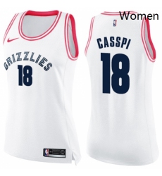 Womens Nike Memphis Grizzlies 18 Omri Casspi Swingman White Pink Fashion NBA Jersey 