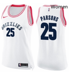 Womens Nike Memphis Grizzlies 25 Chandler Parsons Swingman WhitePink Fashion NBA Jersey 