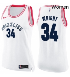 Womens Nike Memphis Grizzlies 34 Brandan Wright Swingman WhitePink Fashion NBA Jersey 