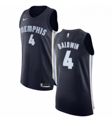 Womens Nike Memphis Grizzlies 4 Wade Baldwin Authentic Navy Blue Road NBA Jersey Icon Edition 