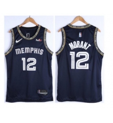 Youth Memphis Grizzlies 12 Ja Morant 75th Anniversary 2021 Navy Swingman Stitched Jersey